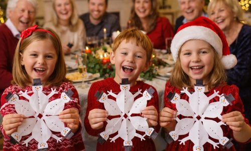 Χριστουγεννιάτικη κατασκευή για παιδιά: Χιονονιφάδα - χιονάνθρωπος από χαρτί