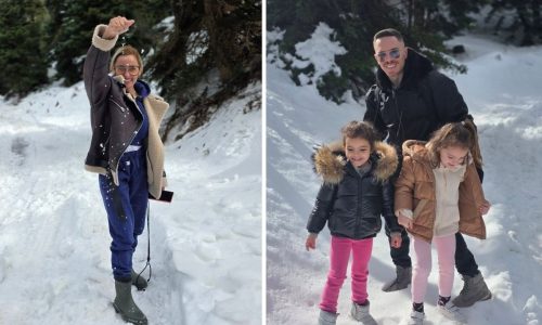 Βασιλική Μιλλούση – Λευτέρης Πετρούνιας: Η οικογενειακή εκδρομή στα χιόνια με τις κόρες τους