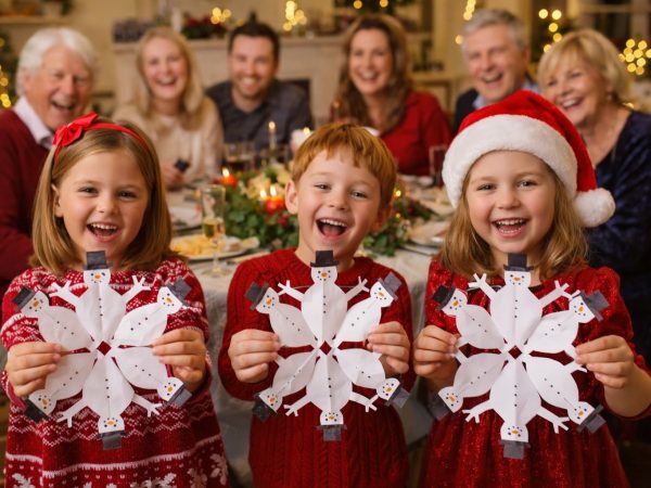 Χριστουγεννιάτικη κατασκευή για παιδιά: Χιονονιφάδα - χιονάνθρωπος από χαρτί