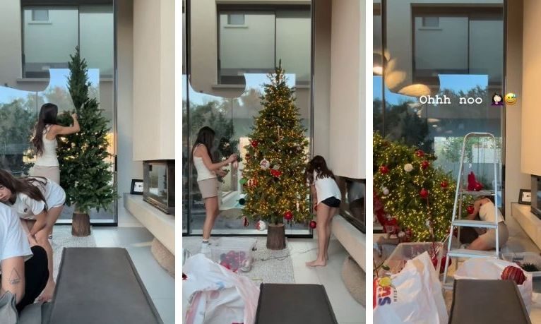 Γιώργος Καράβας - Ραφαέλα Ψαρρού: Στόλισαν με τα παιδιά τους το δέντρο και τους…έπεσε (vid)