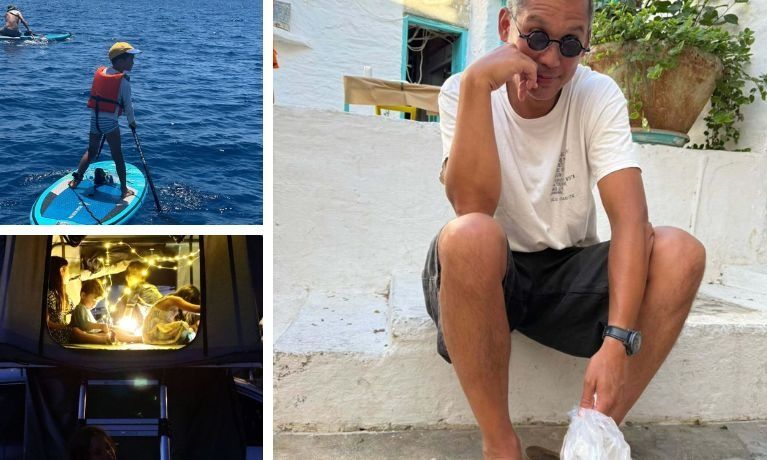 Ψάρεμα, θερινό στην παραλία, μπάνιο - Οι οικογενειακές διακοπές του Σωτήρη Κοντιζά στη Σχοινούσα