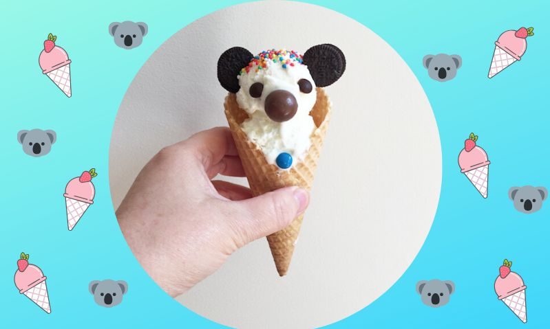 Φτιάξτε υπέροχα κοάλα με παγωτό βανίλια και χωνάκια (pics)