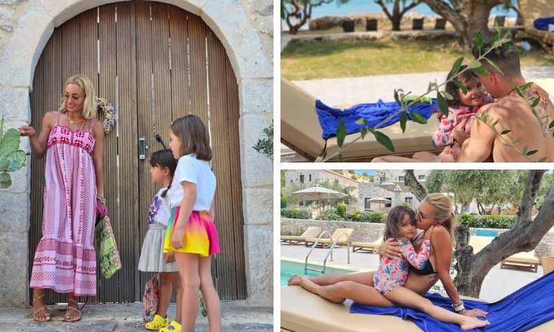 Μπάνια, βόλτες και αγκαλιές: Μιλλούση και Πετρούνιας με τις κόρες τους στη Μάνη για διακοπές