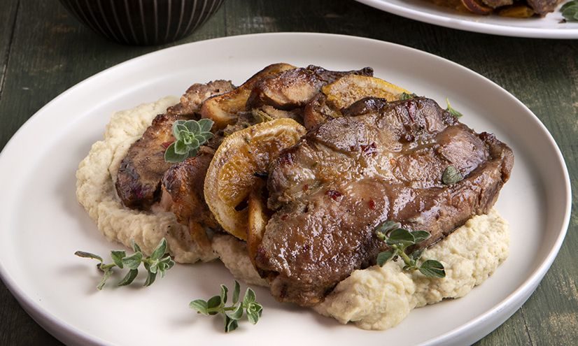 Γλυκόξινο χοιρινό στο φούρνο και πουρές αγκινάρας - Δοκιμάστε το!