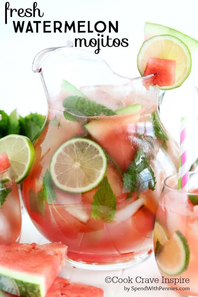 Fresh Watermelon Mojitos