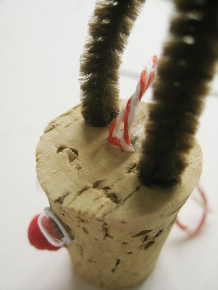 Wine cork reindeer ornament ears